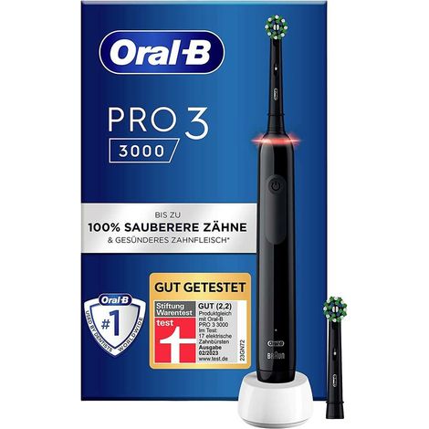 [GEBRAUCHT] B-Ware Oral B Pro 3 3000 Cross Action 350931 Elektrische Zahnbürste Oszilierend Schwarz