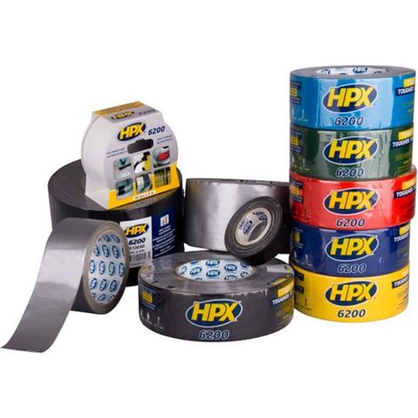 Cinta americana HPX 6200 negra 48mm x 25m, alta calidad y gran fuerza adhesiva.
