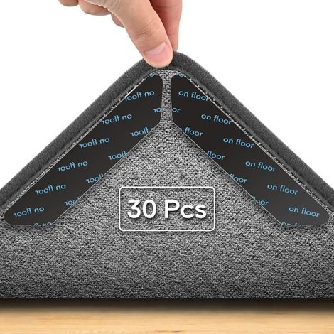 Ecleanfy - 30 patchs antidérapants pour moquette - Réutilisables - Forme trapézoïdale - Conviennent aux parquets et moquettes (1/5)