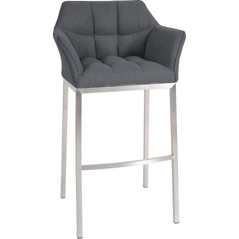 Taburete de Bar Damaso con Fieltro y Base de Cuatro Patas Gris Acero inoxidable