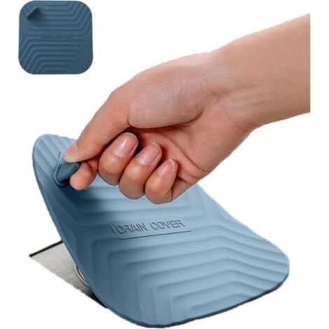 Anti-Odeur Bleu 1 Pièces,Bouchon de Vidange de Douche - Couvercle de Drain Carré en Silicone pour Salle de Bain et Cuisine, Bouchon Évier Universel (1/4)