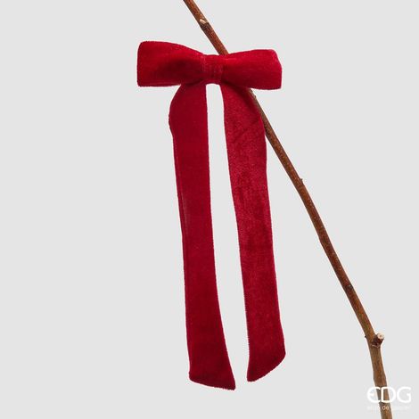 EDG Enzo De Gasperi Decoro Fiocco di Natale con Clip H 30 Cm L 13 Cm Velluto Burgundy (1/3)