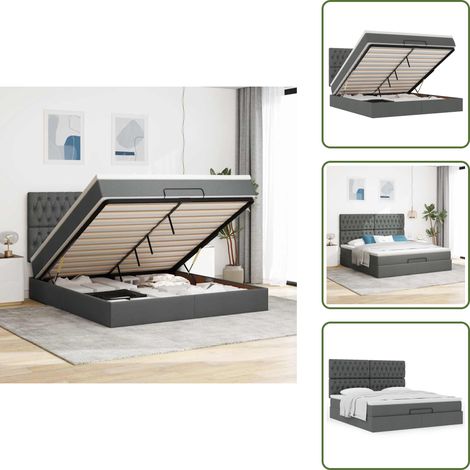 The Living Store Struttura Letto Pouf con Materasso 180x200 cm in Tessuto - Materasso a molle insacchettate