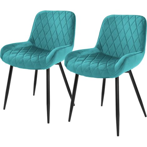 ML-Design 2x Sillas de Comedor Turquesa Estilo Retro Asiento Tapizado Aspecto de Terciopelo Patas de Metal Negras con Respaldo y Apoyabrazos Sillón Moderno para Salón Oficina Dormitorio Cocina (1/5)