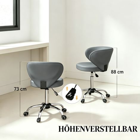 Chaise de bureau à roulettes pivotante 360°, hauteur réglable, PU gris DESVIAE (1/5)