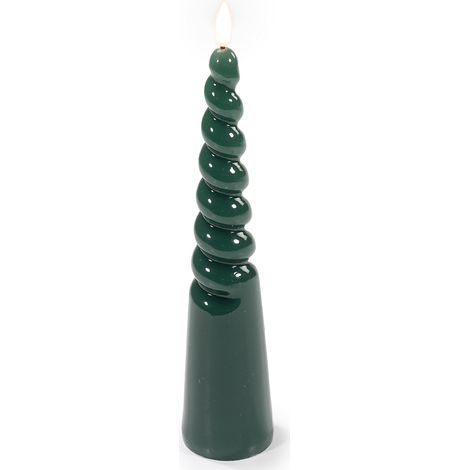 Candele elettroniche di Natale in cera verde con fiamma LED in movimento, dal design a spirale, set da 6 pezzi, Ø 5 cm x 25 H