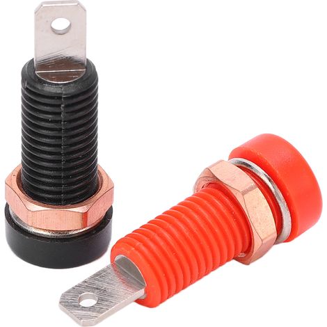 Lot de 10 fiches bananes en laiton, trou de 4 mm (0,2 pouce), résistance d'isolation maximale de 24 A, connecteur femelle 30-60 V. (1/5)