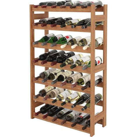 Relaxdays Weinregal, 42 Flaschen, Walnussholz, 102 x 63 x 25 cm, Weinhalter für Rot- & Weißwein, Flaschenregal, natur