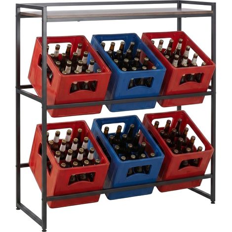 Industrial drink crate rack 2 tier metal mdf blackbrown 229384404 (1/5)