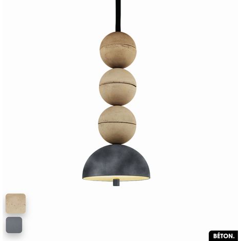 Lampe de suspension en béton velours - BOSFOR CONCRETE VELVET SABLE - GRIS 3 BALLES LED 14W (1/2)