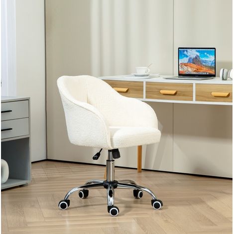 Sedia da ufficio ergonomica girevole, altezza regolabile, bianco crema DESVIAE (1/5)