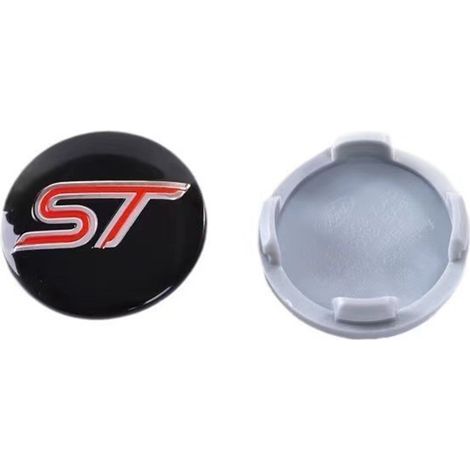 Lot de 4 Cache-Moyeux de Roue 54 mm pour Ford Focus Fiesta Mondeo Fusion Kuga, Emblème Central Original ST Rouge, 4 Pièces Rouge (1/2)