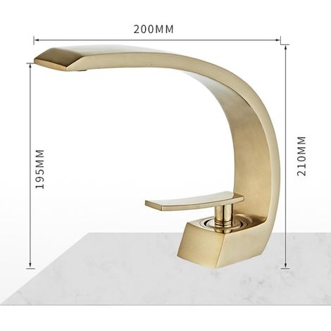 Robinet de salle de bain en cuivre doré rose, mitigeur lavabo moderne monotrou eau chaude/eau froide (1/5)