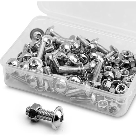 (50 Ensembles) Vis à Six Pans Creux M5 x 16mm Avec Bride et écrous Jeu de Vis à Tête Cylindrique d'Acier Inoxydable 304 (1/5)