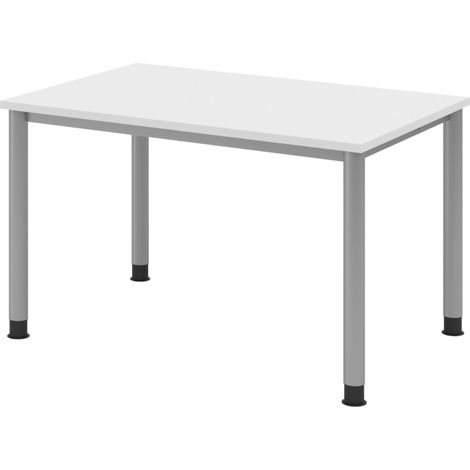 bümö Schreibtisch Serie-H Rechteck: 120 x 80 cm  Weiß
