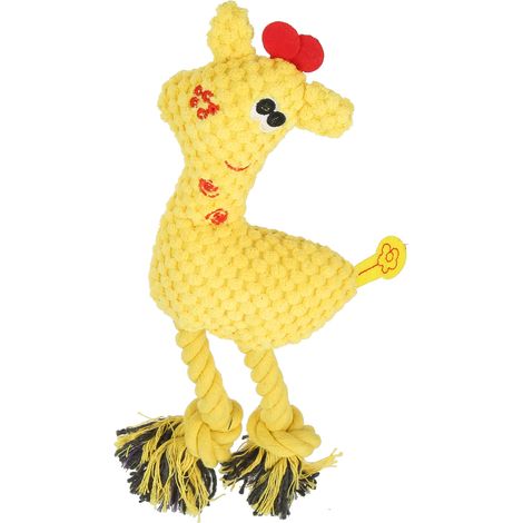 Jouet à mâcher en forme de chiot couineur pour chien, peluche pour le nettoyage des dents, en forme de cerf, jaune (1/5)