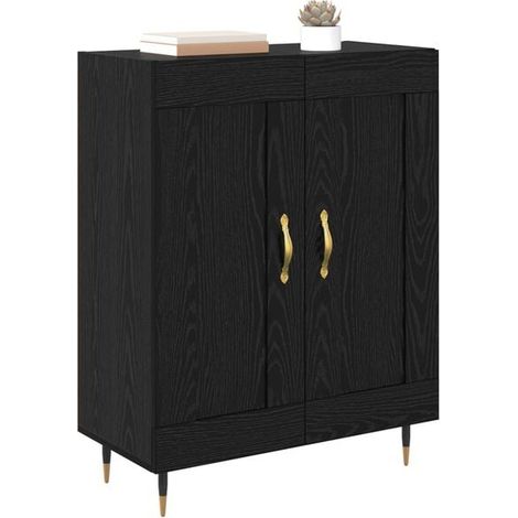 Buffet de Salle à Manger 69,5 x 34 x 90 cm - Meuble Rangement Bas en Bois Ingénierie Couleur Chêne Noir, Design Moderne pour Salon et Cuisine (1/5)