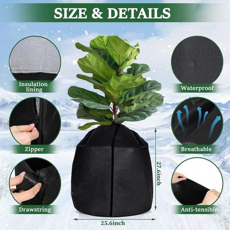 Housse de Protection Plante en Tissu Oxford Noir - Couverture Hivernale Écologique Anti-Gel pour Arbres Fruitiers, Jeunes Pousses et Plantes Ornementales - Isolation Thermique Extérieure-lsw