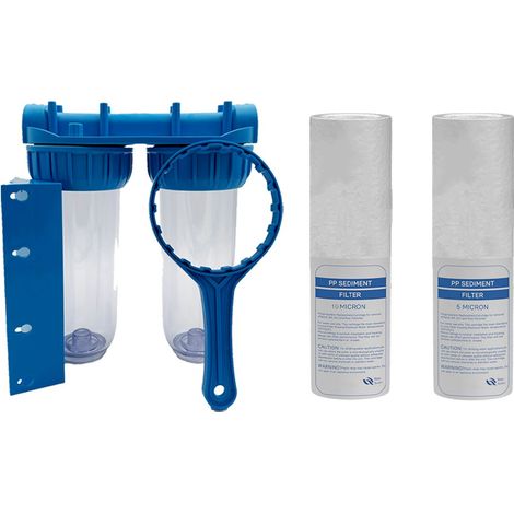 Pack de filtration d'eau double porte filtre plus filtre anti sédiment 10 microns et 5 microns thermosoudée pour une eau pure