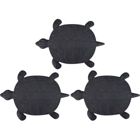 Esschert Design – Pas japonais motif tortue – Lot de 3 – Dimensions 32,2 x 23 cm – Fonte noire – Détails soignés et finition de qualité (1/5)