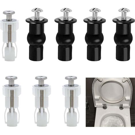 Kit de fixation pour abattant de toilettes (8 pièces), charnières universelles de remplacement, installation facile. (1/5)