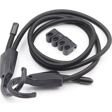 Sangles d'arrimage rétractables pour bagages de voiture avec cordon élastique et crochets - Longueur extensible jusqu'à 3 mètres - Convient pour sécuriser la cargaison dans les véhicules et les (1/5)