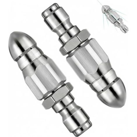 Puissante buse de nettoyage et de débouchage de tuyaux pour nettoyeur haute pression en acier inoxydable pour raccord rapide 1/4 pour tuyau domestique et outil de nettoyage de tuyau 5000 PSI (1/5)