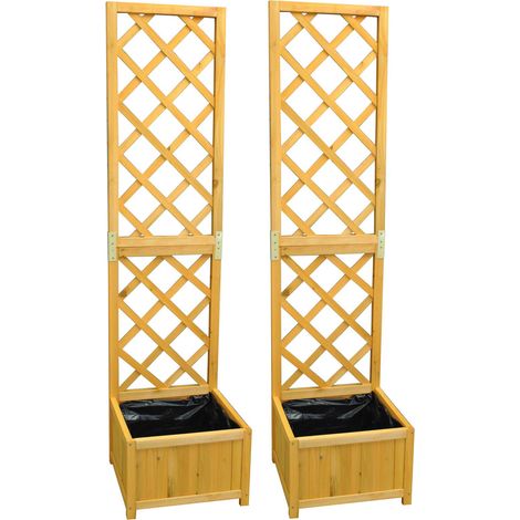 Wooden Garden Planter with Trellis (Set of 2) (1/5)