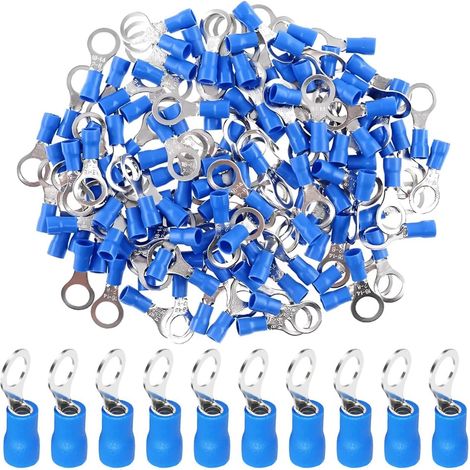 100 Cosses à Anneau, Cuivre, M5, 5,3mm, Isolées, PVC, 1,5-2,5 mm², 16-14 AWG, Bleu, Électricité (1/5)