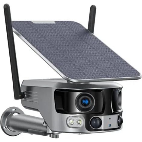 Caméra de sécurité à domicile Caméra de sécurité solaire 4G/WIFI, for l'extérieur, double objectif, vue large, sans fil, 4K/8MP, Vision nocturne couleur, caméra de suivi humain PTZ(Wifi Add 64GB Card) (1/5)