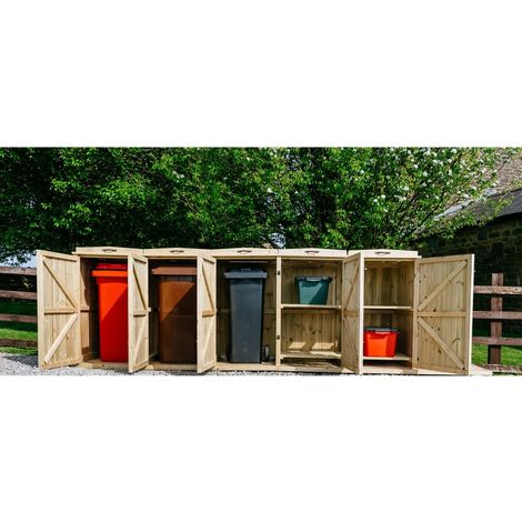 Chatburn 3 Wheelie Bin/4 Recycle Box Store - L80.4 x W330 x H120 cm - Fits 3 x 180L or 3 x 240L Wheelie Bins & 4 x Recycle Boxes