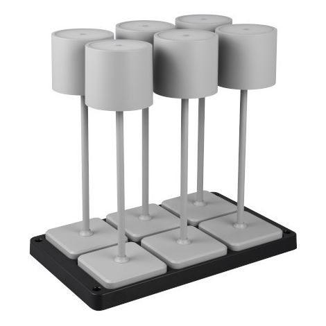 Lot 6 lampes de table rechargeables avec station LED 1W gris (1/4)