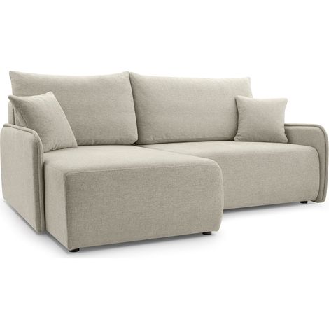 Selsey Netarro - Ecksofa mit Schlaffunktion, Bettkasten und Chenille-Bezug, beige, links (1/5)