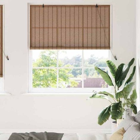 42006925 Store enrouleur avec des rideaux Marron 150 x 220 cm Bambou (1/5)