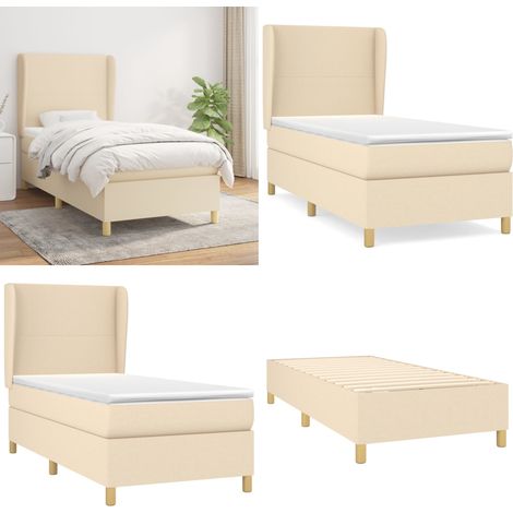 Boxspringbett mit Matratze Creme 100x200 cm Stoff - Boxspringbett - Doppelbett - Cremefarbenes Bett - Bettenrahmen - Lattenrost - Home & Living (1/5)