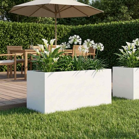 vidaXL Cache-pot de jardin Blanc 80 x 40 x 40 cm Acier laminé à froid (1/5)