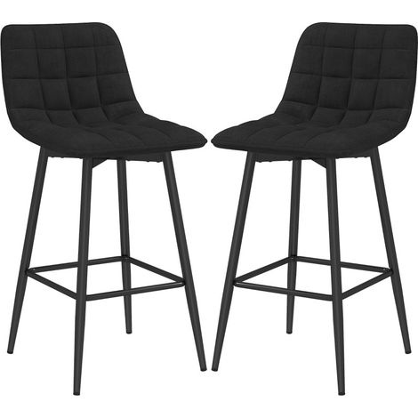 Torrio Tabourets de cuisine style nordique en tissu effet velours noir (1/5)