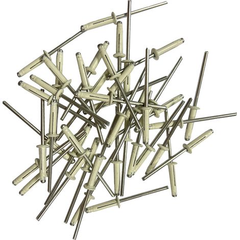 80 rivets etoiles trilobes blancs de 4 x 18