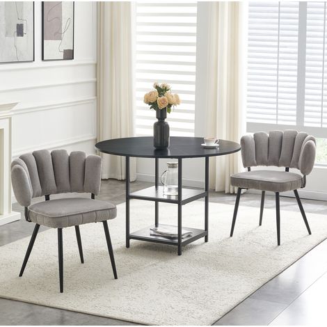 Conjunto de mesa de comedor redonda de 107 cm para 2 personas con 2 sillas grises HAVRYA (1/5)