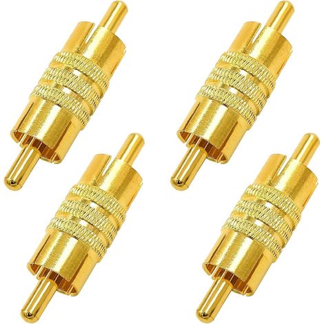 Lot de 4 adaptateurs RCA mâle vers mâle - Adaptateur audio vidéo - Adaptateur AV