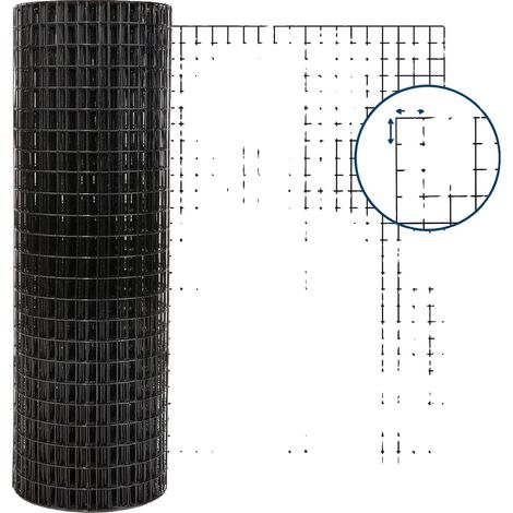 Tejido metálico, acero galvanizado, malla de 1/2 pulgada, negro, 0,9 x 15 m (1/2)
