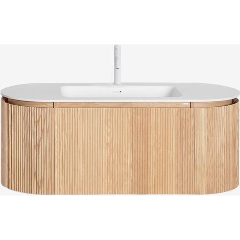 Conjunto de mueble de baño suspendido 120x50 cm en madera con lavabo integrado Carsone SKLUM