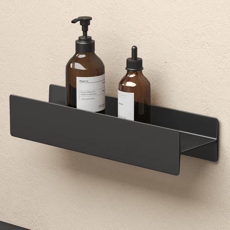 doporro Support de Rangement au Mur en Almélec Étagère Rangement à Poser Noir Mat pour Salle de Bain Cuisine Chambre Étagère Douche 40×11×8 CM Reglo-03 (1/5)