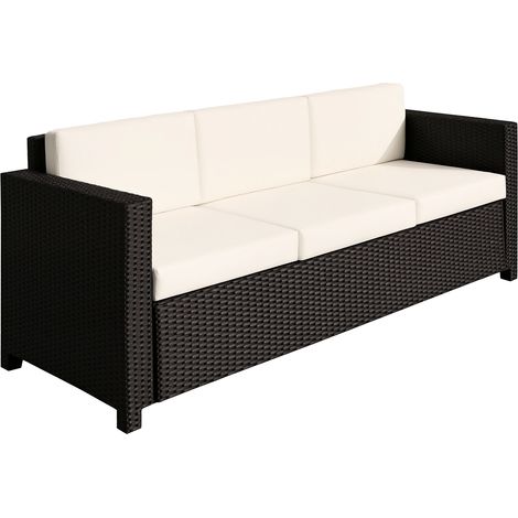 Resistant Black 3-Seater Woven Resin Garden Sofa (1/5)