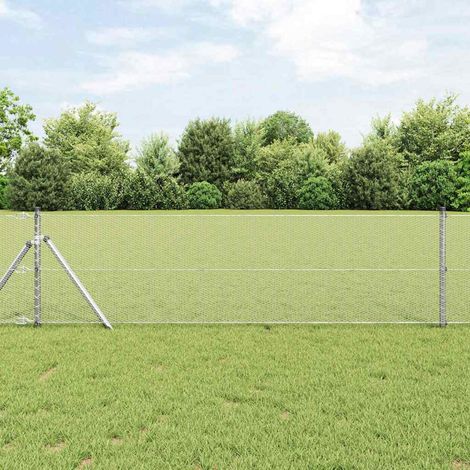 Reja con postes Plateado 0.6 x 10 m Acero recubierto de PVC