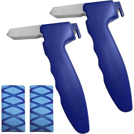 Convient pour un ensemble de deux poignées de porte de voiture modernes en plastique bleu - poignées ergonomiques et antidérapantes pour une transition facile de la position assise à la position debou (1/5)