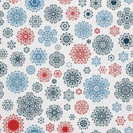 Tissu d'extérieur décoratif Oxford - motif flocons de neige rouges et bleus (1/5)