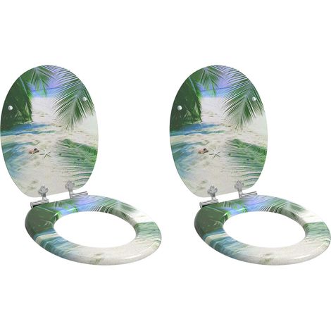 Soft-Close Toilet Seat 2 pcs Green 44 x 38 cm MDF board vidaXL