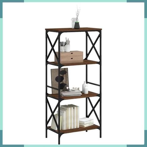 837621 Bibliothèque 4 niveaux chêne brun 59x35x132cm bois d'ingénierie (1/5)