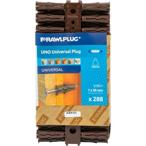Rawlplug R-U1-MIX-BRN-288 Brown UNO Plugs 7 x 30mm (Pack 288) RAW68565
